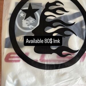 White Graphic Hoodie with Black Flame Logo